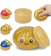 Dumpling Squishies, Glitter Dumpling Squishies with Steamer Box for Stress Relief, Soft Random Co...