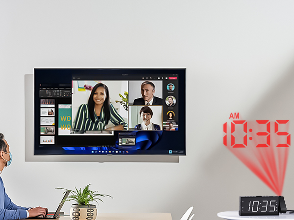 projection alarm clock radio in office