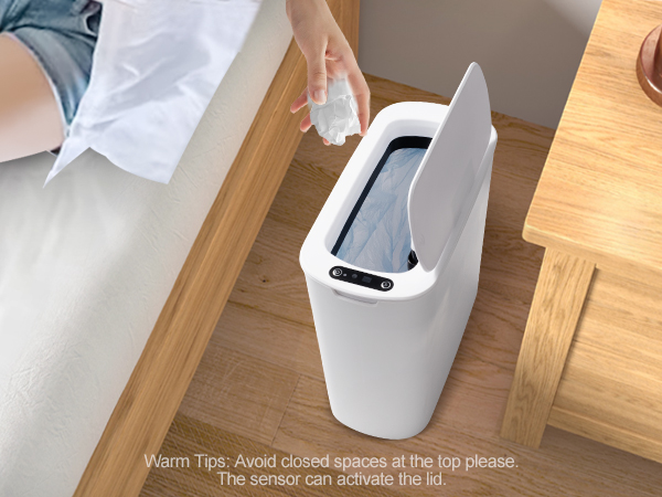 5 Gallon automatic white bathroom trash can