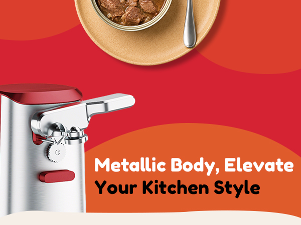 NK-0729 Stainless steel metallic electric can opener, elegant premium kitchen accessory