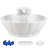 iPettie Tritone Ceramic Cat Water Fountain, Heavy-Duty Waterer for Pets, 2.1 Liters / 2.2 Quart F...