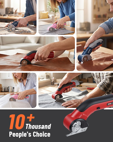 The electric cardboard cutter &amp;#34;10+ Thousand People&amp;#39;s Choice&amp;#34; in a minimalist design.