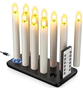Yme Flameless Rechargeable Taper Candles with Remote &amp; Charging Base, 10pcs 6.7" Battery Operated...