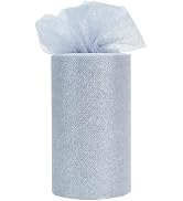 TONIFUL Silver Glitter Tulle Roll 6 Inch x 50 Yard Tulle Ribbon for Tutu Skirt, Wedding Christmas...