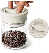 NUZEAK Upgraded Airtight Glass Storage Jar with Rotary Click Lid, 17oz Coffee Grounds Container w...