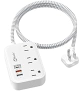 PD 20W USB C Travel Power Strip, Flat Plug Power Strip with 3 USB(1 USB C) Ports, Short Extension...