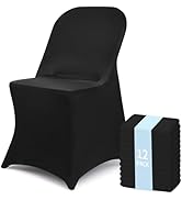 Fixwal 12 Pcs Spandex Stretch Folding Chair Covers - Universal Fitted Washable Slipcovers for Din...