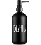VIMERPA Dish Soap Dispenser, Matte Black Soap Dispenser for Kitchen, Glass Dishes Soap Dispenser ...