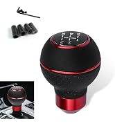 Foelony Car Gear Shift Knob, 5/6 Speed Leather Manual Vehicle Gearbox Shifter Lever, Ball Shape S...