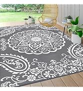 Pauwer Waterproof Outdoor Rug 8'x10', Reversible Outdoor Plastic Straw Rug, Outdoor Patio Rug for...
