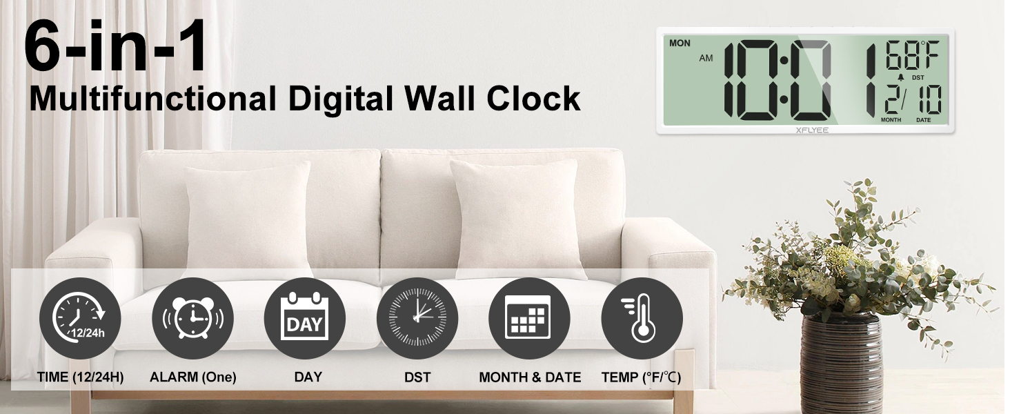 large digital wall clock