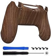 eXtremeRate Wood Grain Patterned Soft Touch Game Improvement Replacement Parts Back Housing Cover...