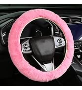 Cxtiy Fluffy Warm Steering Wheel Cover, Faux Wool Soft Texture Cute Plush Lint-Free Steering Whee...