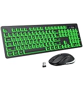 Large Print Wireless Keyboard and Mouse - 7 Colors Backlit Keyboard, Oversize Letters Keys Easy t...