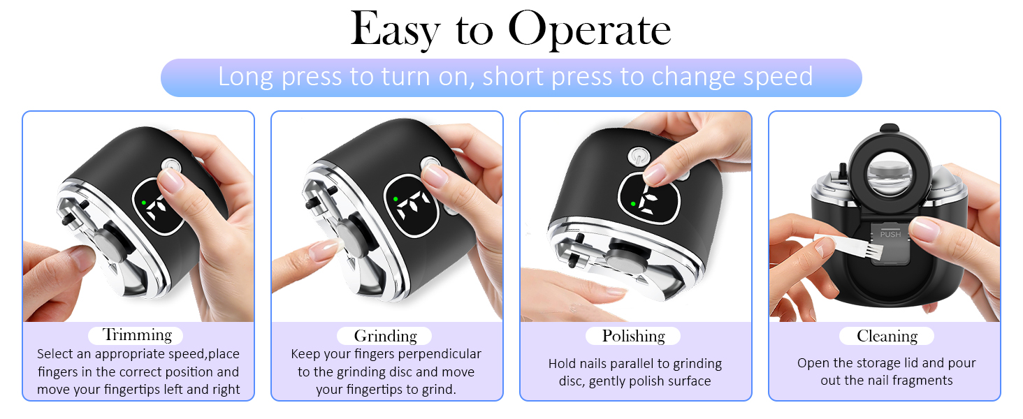 trimming grinding polishing 3 in 1 electric nail clipper, easy to operate