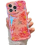XIZYO Case for iPhone 16 Pro, Colorful Retro Oil Painting Flower Cute Floral Aesthetic Curly Wave...