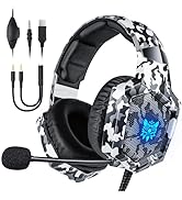 Gaming Headset with Microphone, Gaming Headphones for PS4 PS5 Xbox One PC with LED Lights, Playst...