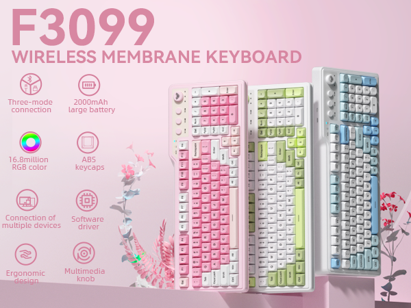 keyboard with number pad gaming keyboard Tri-Mode 96% keyboard