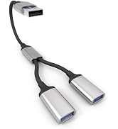 USB Splitter Cable 1 IN 2 OUT 27CM, USB Male to Dual Female Extension Cord,Double USBA Port Hub D...