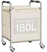 Laundry Basket with Wheels, Rolling Laundry Sorter Cart with Side pockets,47.6GAL(180L) Rolling L...