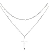 DEARMAY Cross Necklace for Women, Dainty Gold Silver Cross Necklaces for Women Simple Layered Sma...
