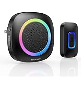 TECKNET Wireless Doorbell, Plug and Play, IP66 Waterproof Door Chime with RGB Light, 1300ft Door ...