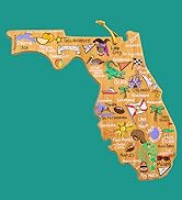 Florida State Shaped Cutting Board with Colorful Artwork by Fish Kiss