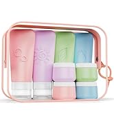 KLKE 20-Piece Silicone Travel Bottles Set – TSA Approved Leakproof Toiletry Kit with Flat Easy-Sq...