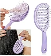 YIUMAF Self Cleaning Hair Brush, Curved Vented Detangler Brush for Faster Blow Drying, Anti-Break...