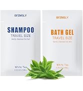 15 Sets Travel Size Toiletry Sets, Shampoo &amp; Body Wash (0.35oz Each, 2-in-1 Toiletries Kit, White...
