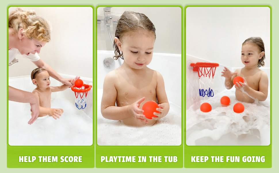bath toys bathtub basketball hoop for toddler kid boy and girl fun play water toy bathtime 3 balls