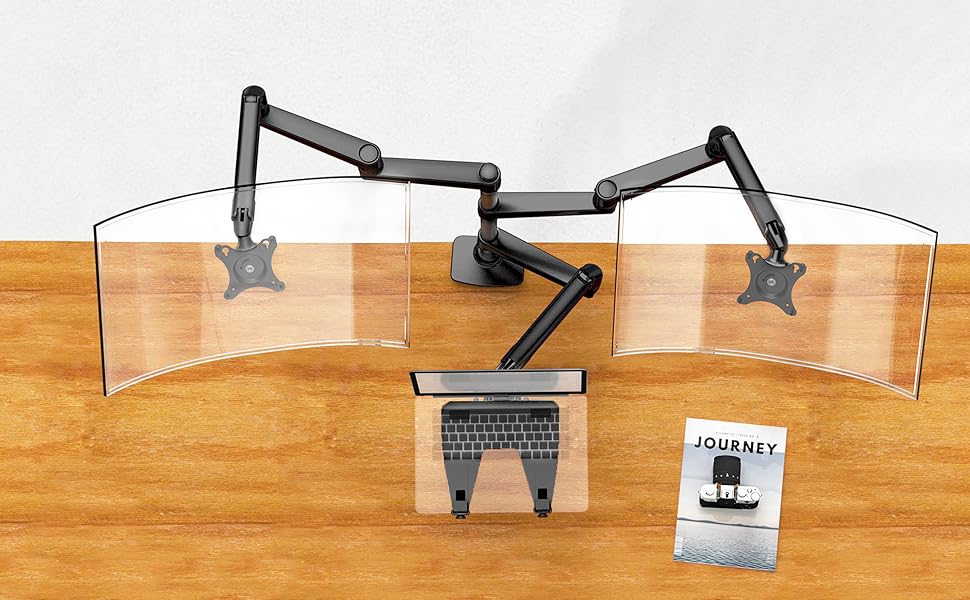 Articulated desk lamp with multiple joints, mounted on wooden surface. Clear plastic shield attached to lamp head for protection.