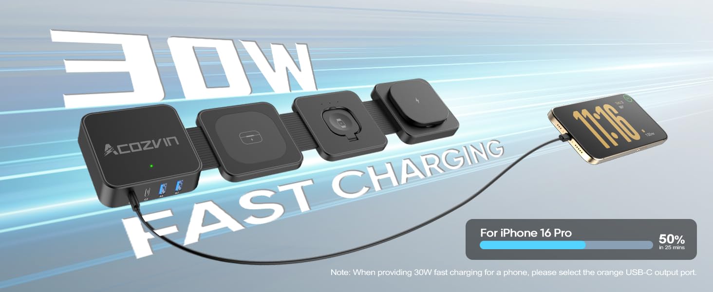 Wireless Charging Station for Apple Devices, Foldable Magnetic Wireless Charger