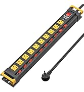 10 Outlet Heavy Duty Long Power Strip with Individual Switches,3300J Surge Protector Power Strip,...