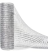 Ribbli Lt. Silver Metallic Mesh Ribbon,10 inch x 30 feet(10Yard), Silver with Silver Foil, Christ...