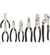 HURRICANE 7 Pieces Pliers Set, 8 inch Groove Joint Pliers, 8 inch Slip Joint, 7‘’ Linesman, 6‘’ S...