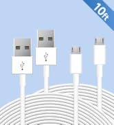2 Pack 10ft 3M Micro USB Cable, Charging and Data Sync, Micro USB Power Extension Cable for CCTV ...