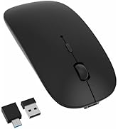 SUNGI Bluetooth Mouse, Rechargeable Wireless Mouse Dual Mode(Bluetooth 5.2+USB),Silent Slim with ...