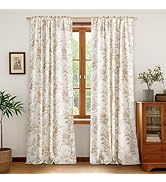 NICETOWN Farmhouse Linen Sheer Curtains for Living Room 84 Inches Long Rod Pocket Back Tab Floral...