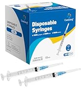 CareLiving 100 Pack 3ml Syringes 23G, 1.0 inch Needle Luer Lock Syringe Individually Packaged (3m...