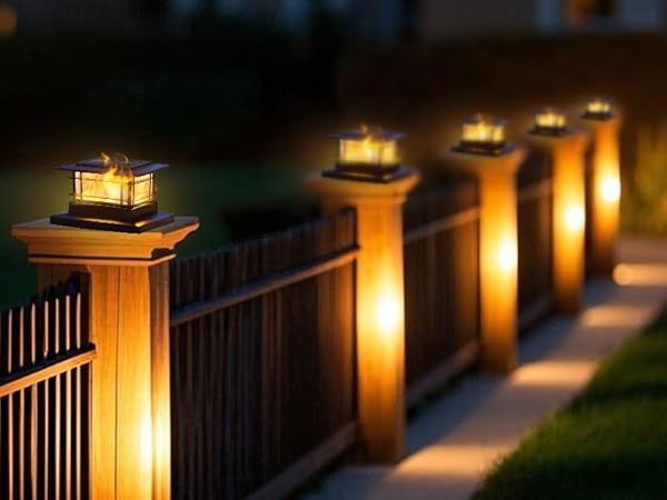 Solar Flame Post Lights