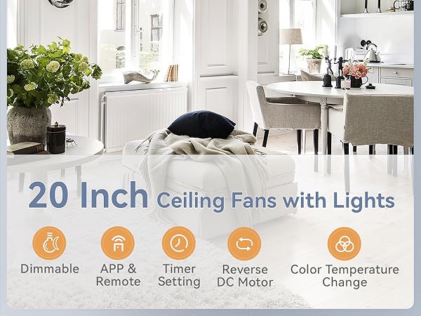 LEDIARY bedroom ceiling fans