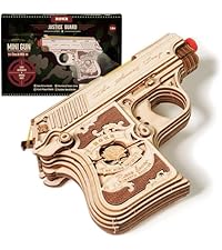 ROKR Gun 3D Puzzles for Adults, Wooden 3D Puzzle Rubber Bands Gun Toy, Rotating-Barrel Machine Gun, ...