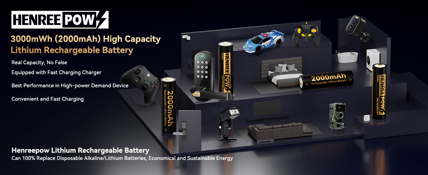 aa rechargeable batteries lithium with charger