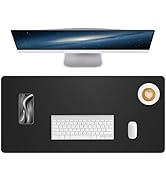 NUOYOU Leather Desk Pad Protector Large Mouse Pad, Stitch Locked Edge Non-Slip PU Leather Desk Ma...