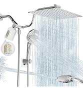 Filtered Shower Head with Handheld, 11.8" Rain Shower Head, High Pressure 10-Function Handheld Sh...