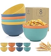 Cereal Bowls 8 Pieces, Unbreakable Wheat Straw Bowls Set 26 OZ Microwave and Dishwasher Safe BPA ...