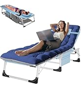 ABORON 4-in-1 Lounge Chair with Face &amp; Arm Holes for Tanning, 440LB Heavy-Duty Folding Recliner w...