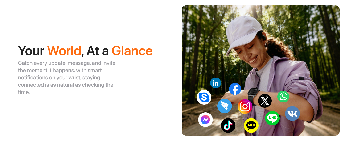 Smart watch smart nofitication alert function that can inform you of social media.