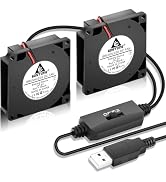 GDSTIME 2Pack 50mm USB Blower Fan with 3 Speed Control, Mini 5V Powered Quiet Micro Brushless Tur...